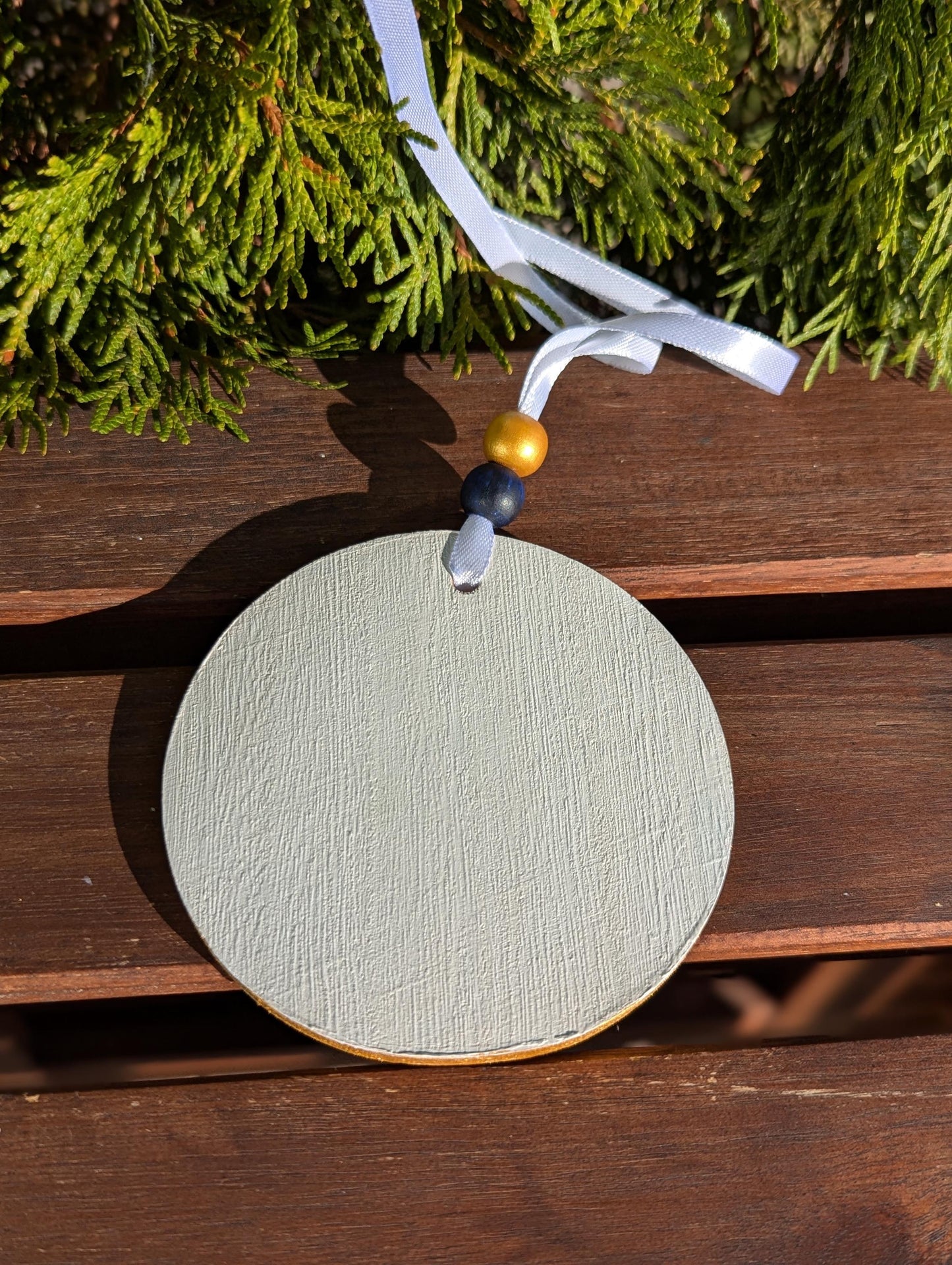 Hand-Painted Wooden Christmas Ornament: Boho Holiday Decor