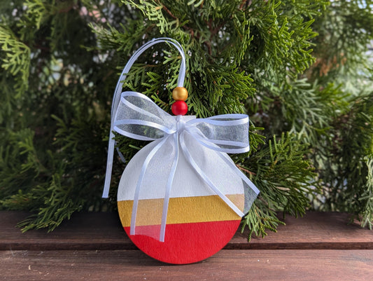 Scandinavian Christmas Ornament, Hand Painted Gold & Red Holiday Decor