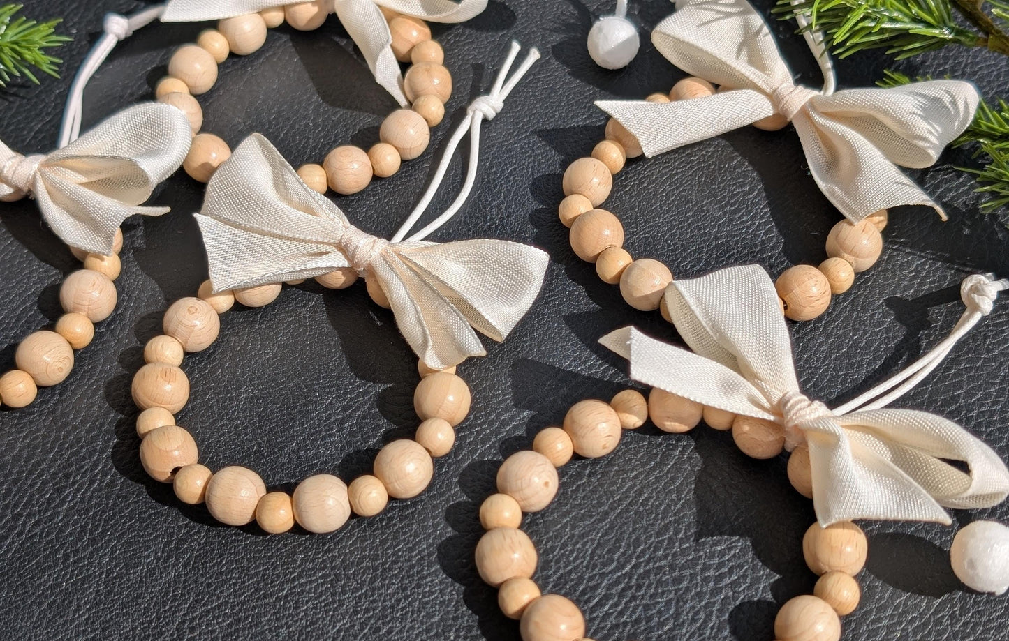 Handmade Christmas Beads Ornaments Set of 5