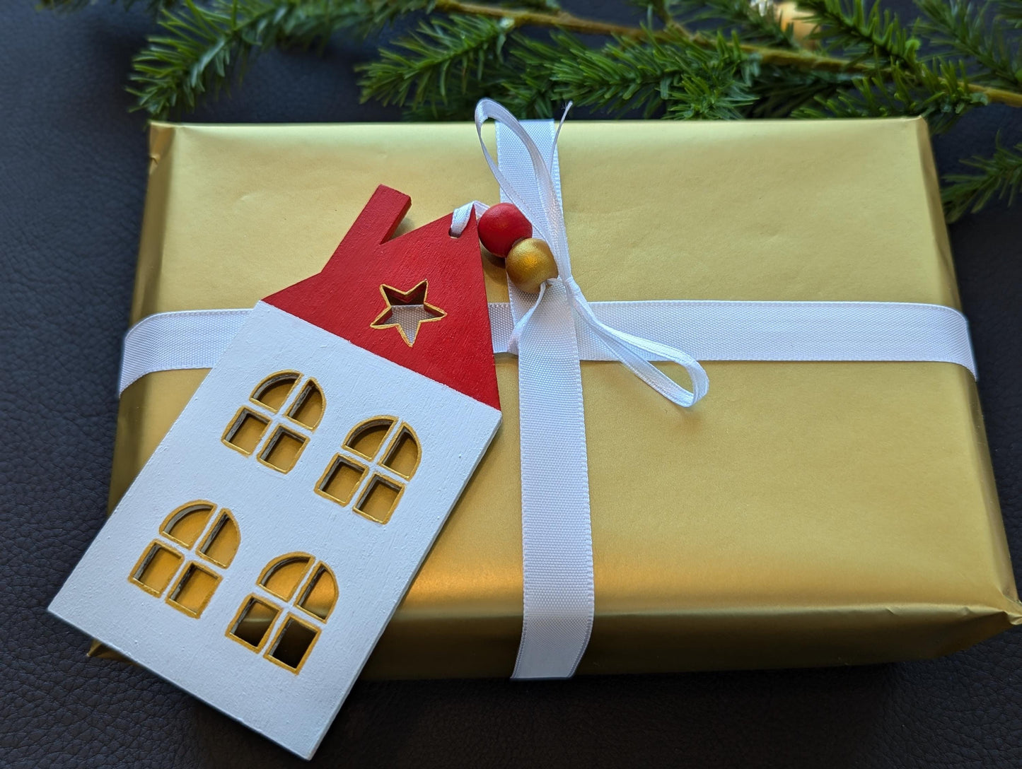 Hand-Painted Wooden Gingerbread House Ornament: Scandinavian Christmas Decor