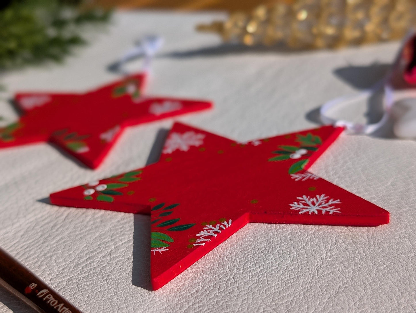 Personalized Wooden Star Ornaments, Hand Painted Christmas Decor, Rustic Decor, Unique Xmas hanging