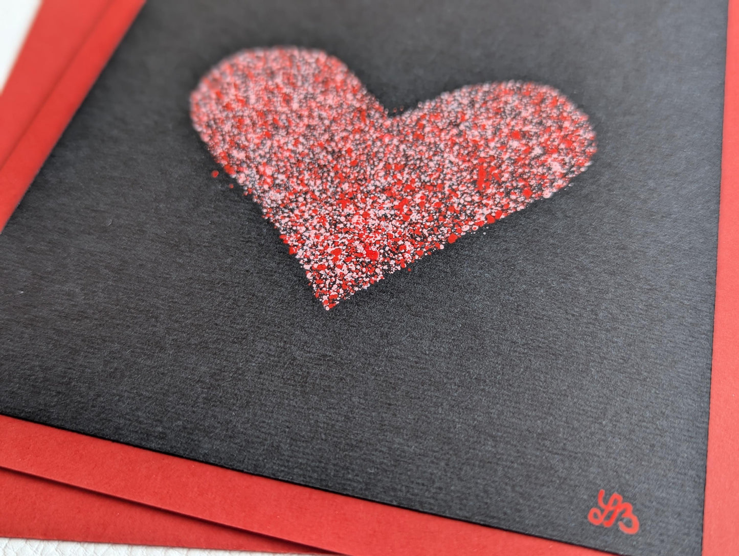 Hand Painted Heart Card: Minimalist Anniversary Love Card