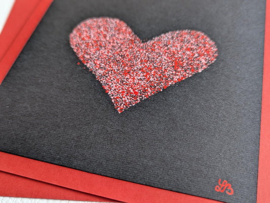 Hand Painted Heart Card: Minimalist Anniversary Love Card