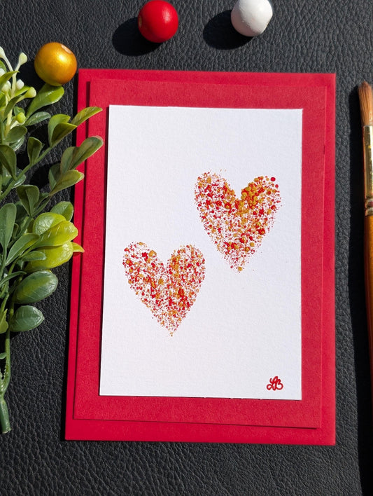 Hand Painted Heart Card: Romantic Anniversary, Birthday, Love Card