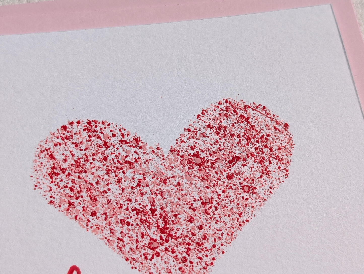 Hand Painted Love Card: Red Heart Anniversary Card