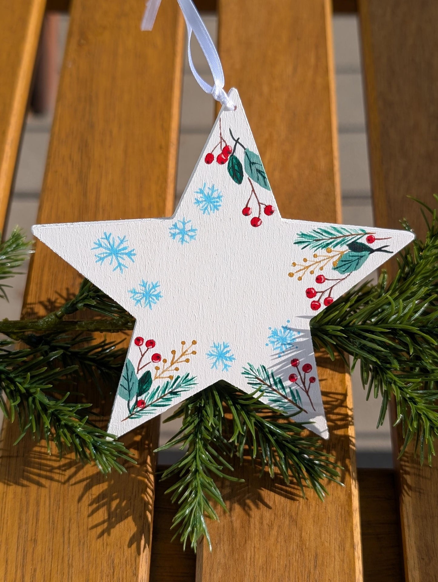 Personalized Wooden Star Ornaments, Hand Painted Christmas Decor, Rustic Decor, Unique Xmas hanging