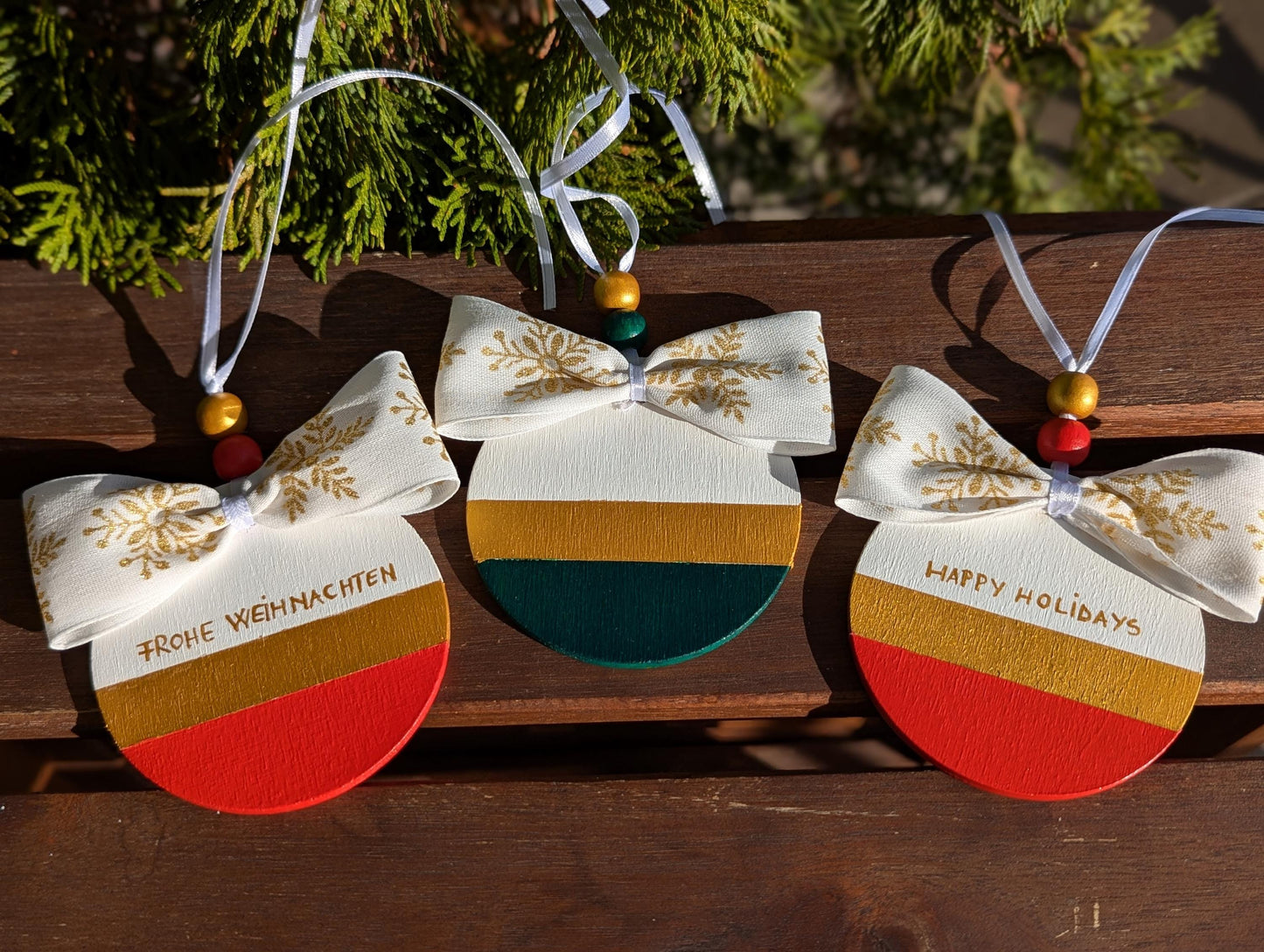 Hand-Painted Wooden Christmas Ornament: Scandinavian Nordic Decor