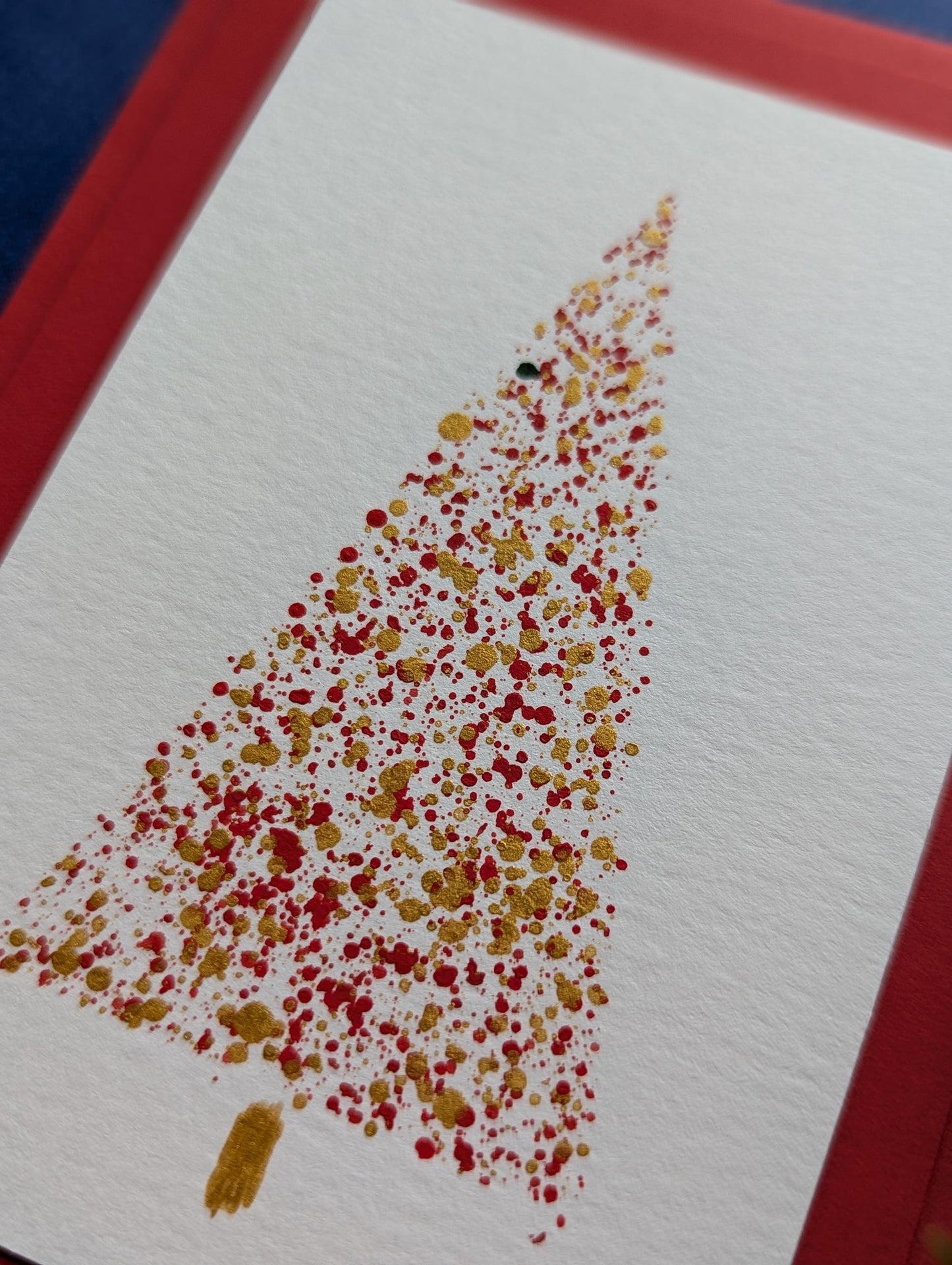 Handmade Red & Gold Christmas Card: Modern Holiday Greeting