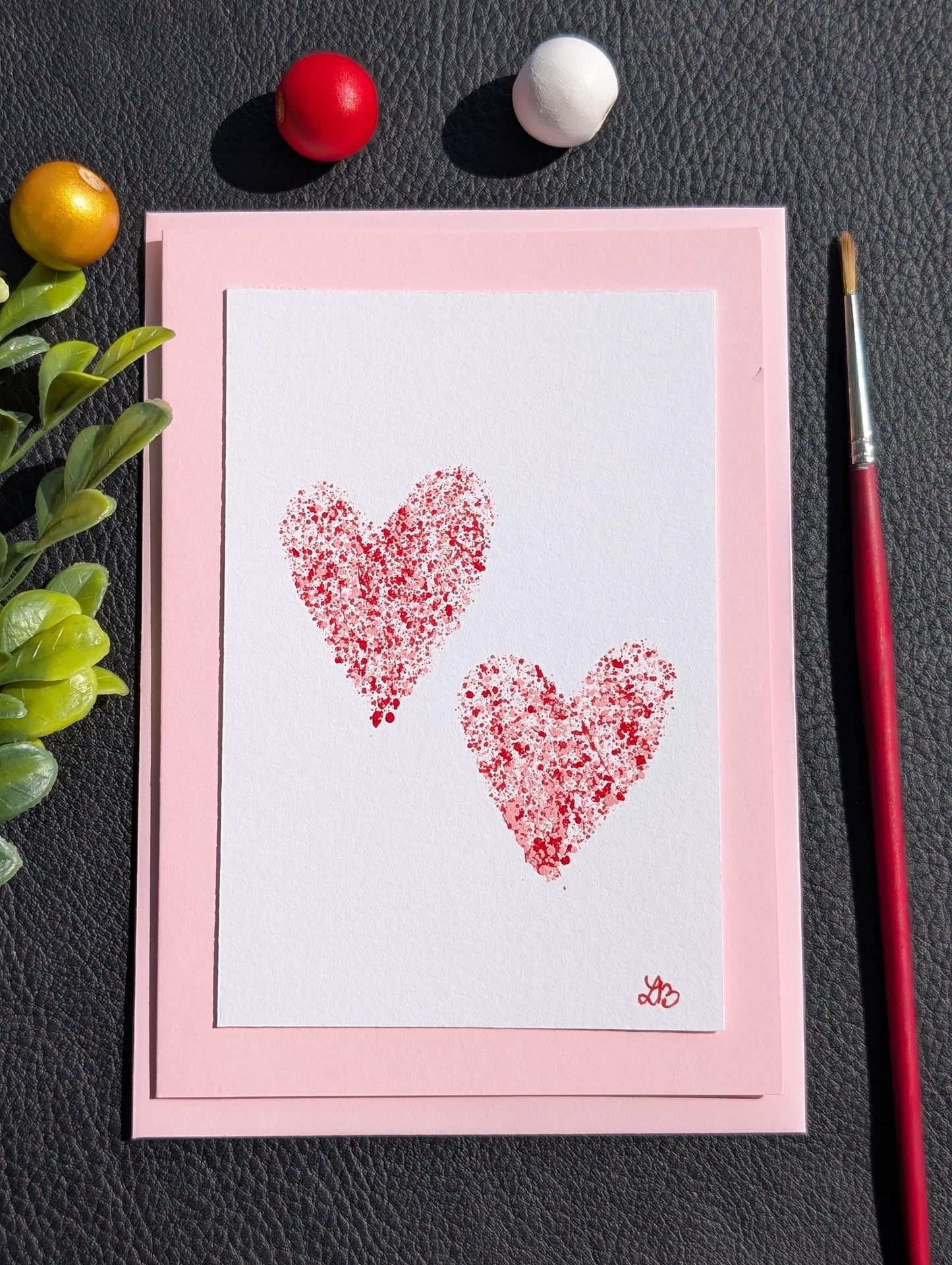 Hand Painted Heart Card: Romantic Anniversary, Birthday, Love Card