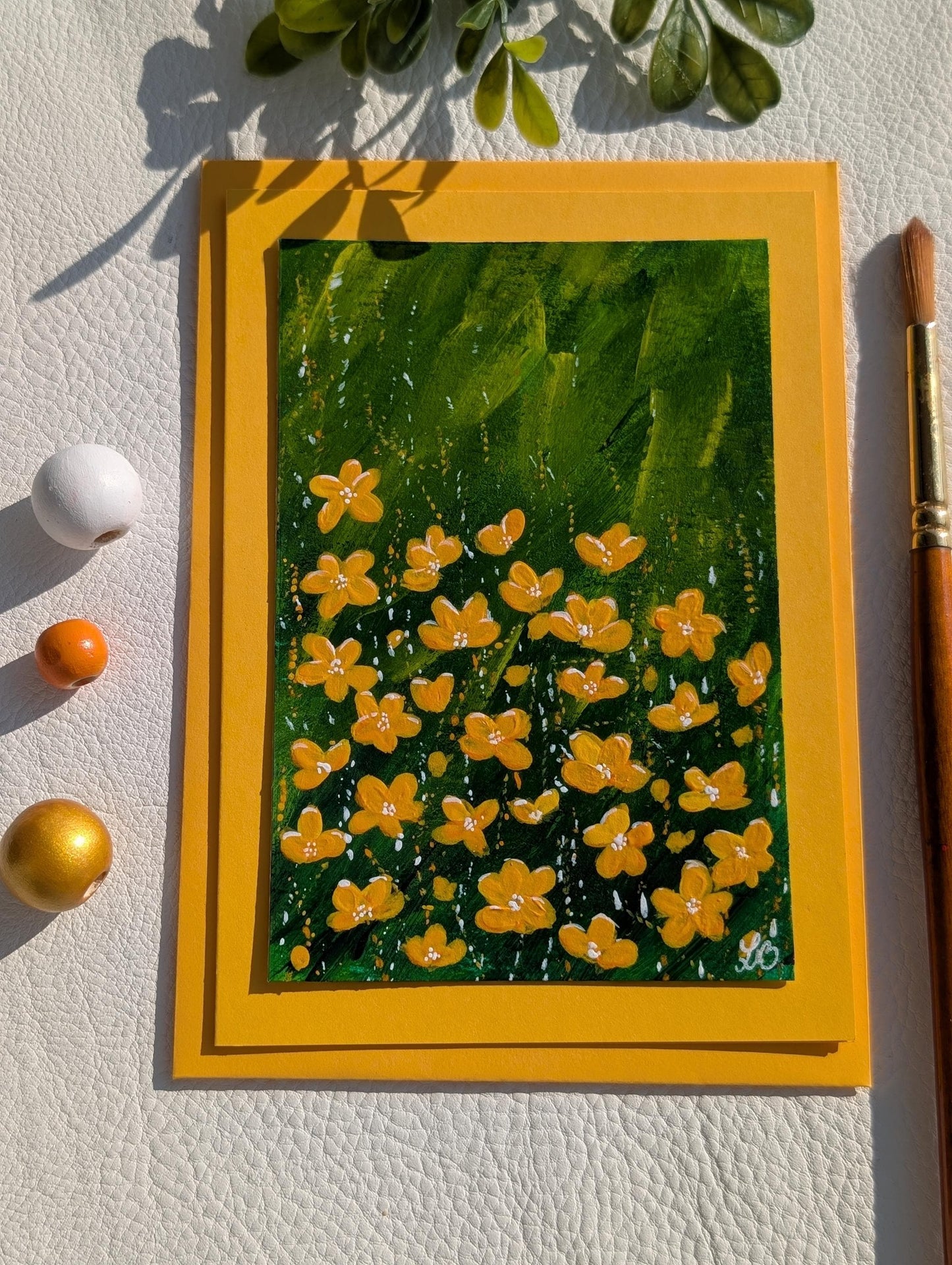 Hand-Painted Floral Birthday Card: Nature-Inspired Greeting, All occasions Greetings Card