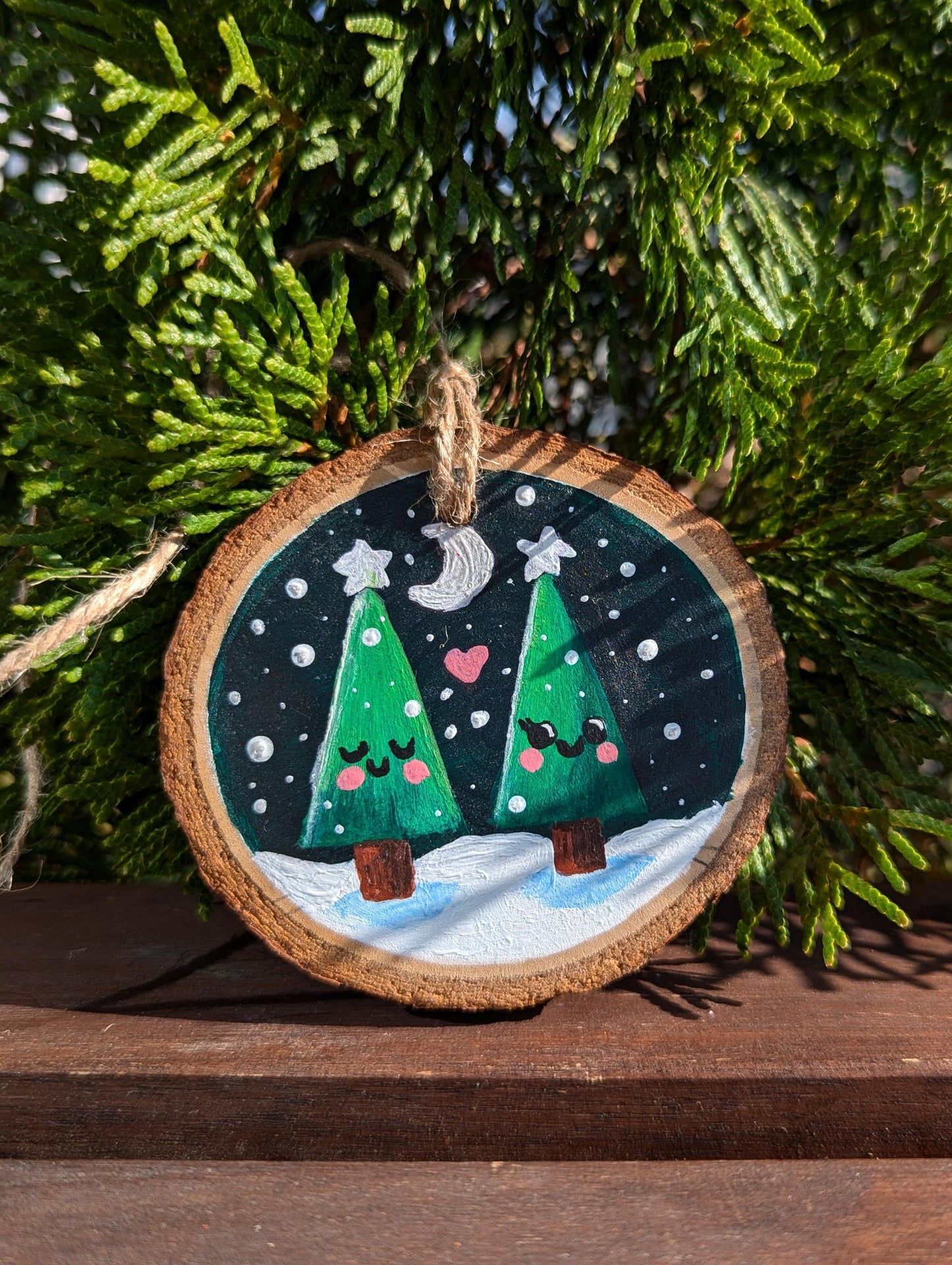 Rustic Christmas Ornament, Wood Slice Christmas Tree Decoration