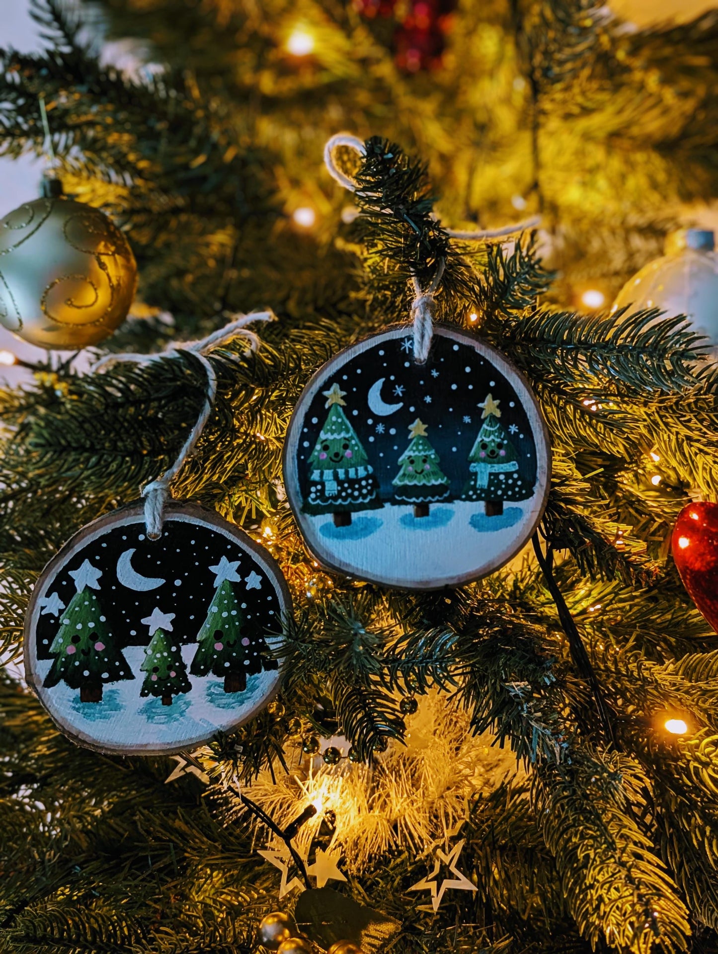 Rustic Christmas Ornament, Wood Slice Christmas Tree Decoration