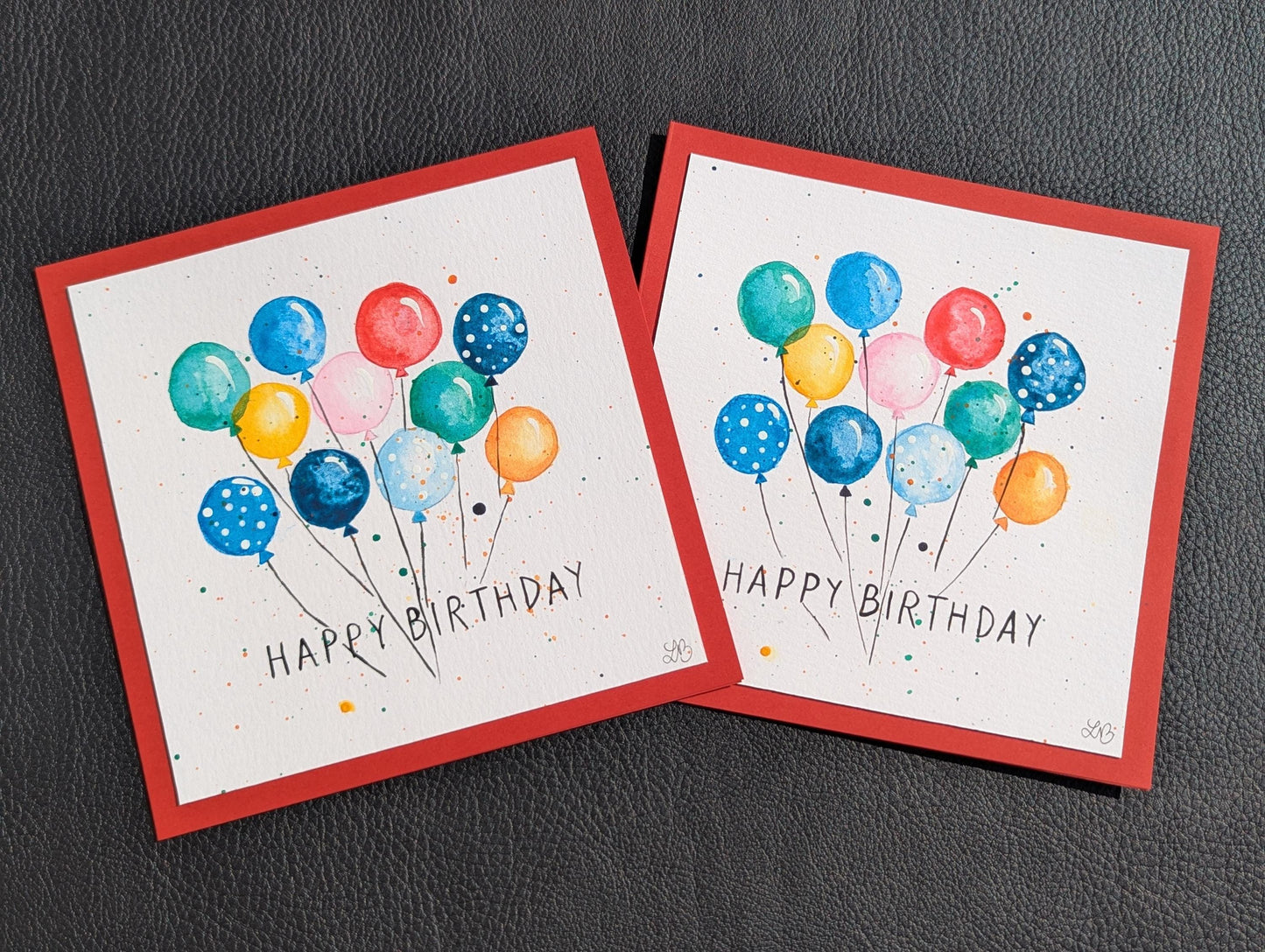 Handmade Balloon Birthday Card: Original Acrylic Painting